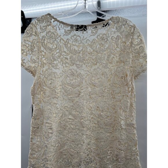 Apt. 9 Open Lace Top Cream Women's Size Large Short Sleeve Career New - Picture 6 of 10